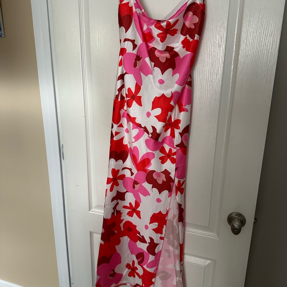 Floral Maxi Dress in Red and Pink